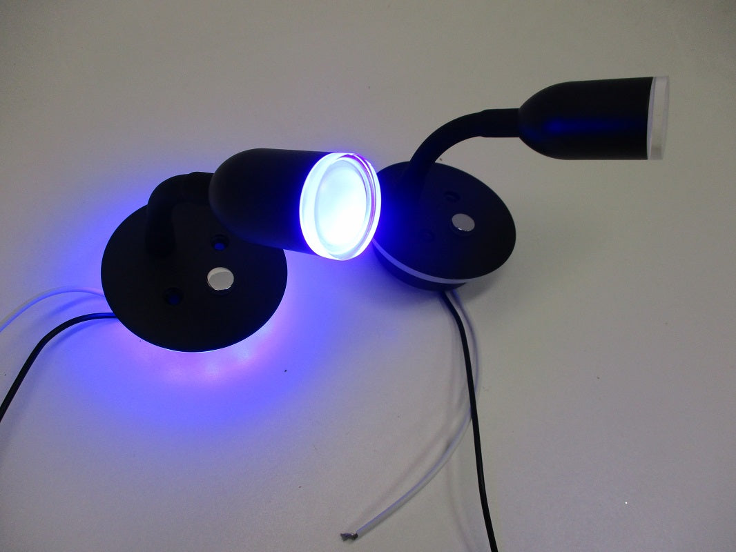 (2) Blue White LED Courtesy Reading Accent Lights RV Camper Trailer 3" Flex Neck