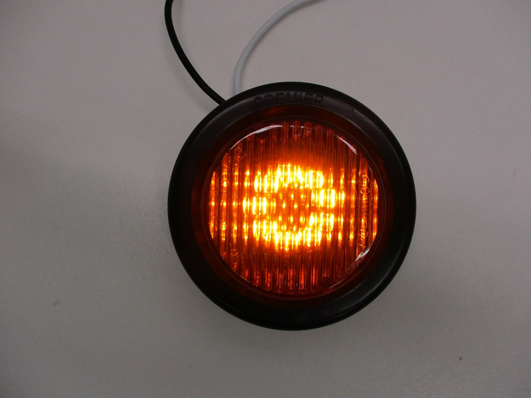 Amber 2 inch Round LED Truck Trailer Side Marker Clearance Light / Grommet