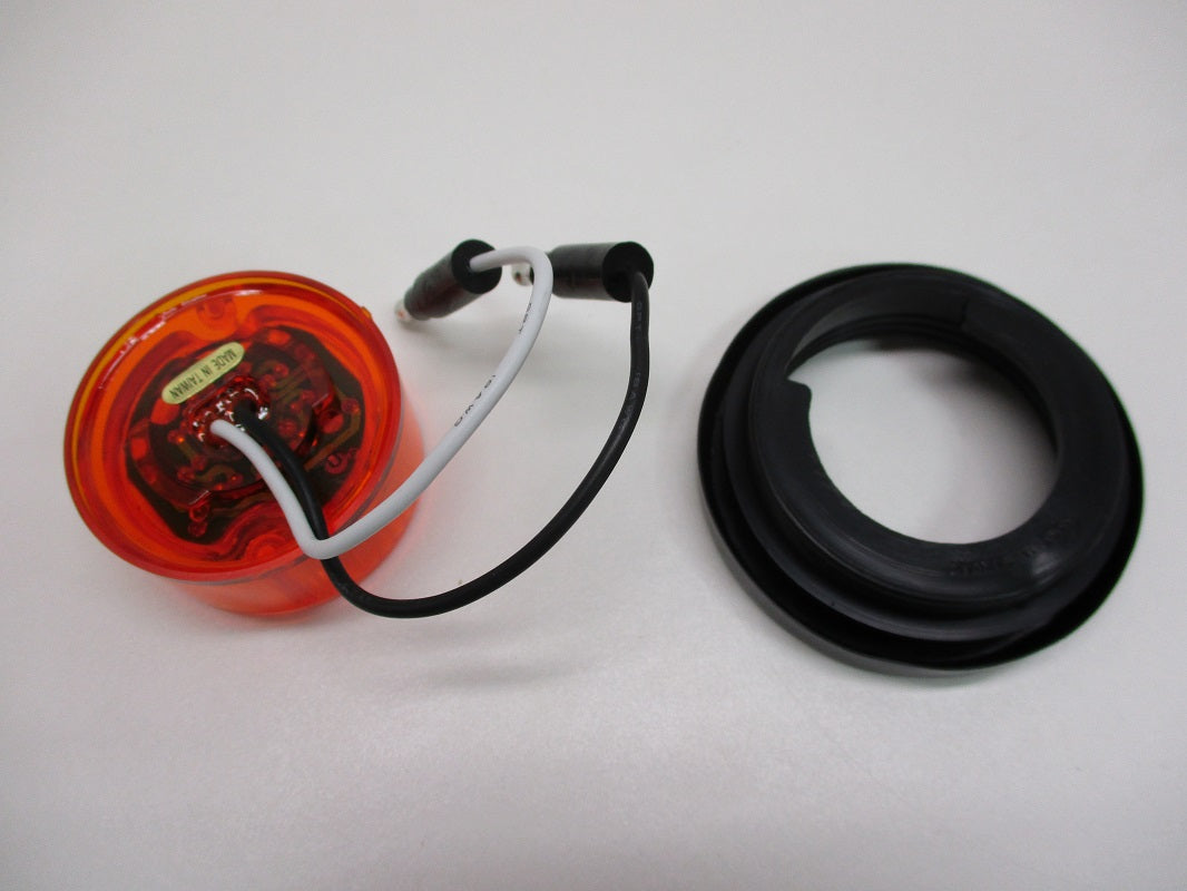 Amber 2 inch Round LED Truck Trailer Side Marker Clearance Light / Grommet