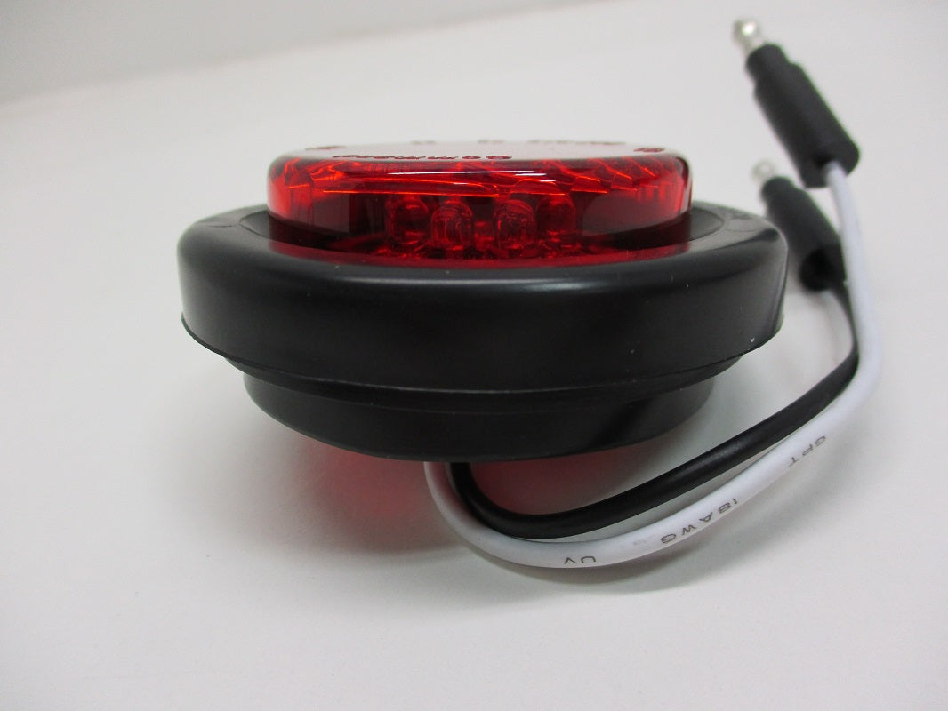 Red 2 inch Round LED Truck Trailer Side Marker Clearance Light / Grommet