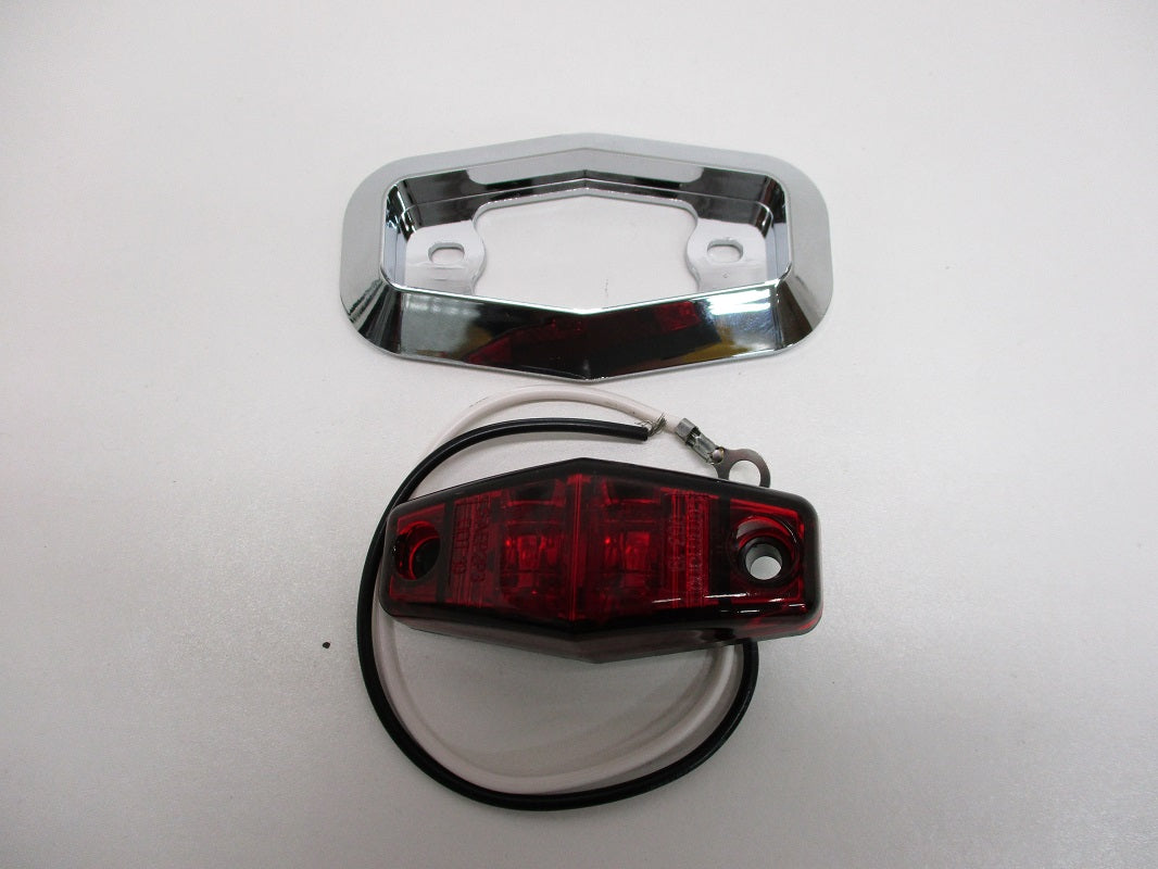 Red LED Truck Camper Trailer Side Marker Clearance Light / Chrome Plastic Base