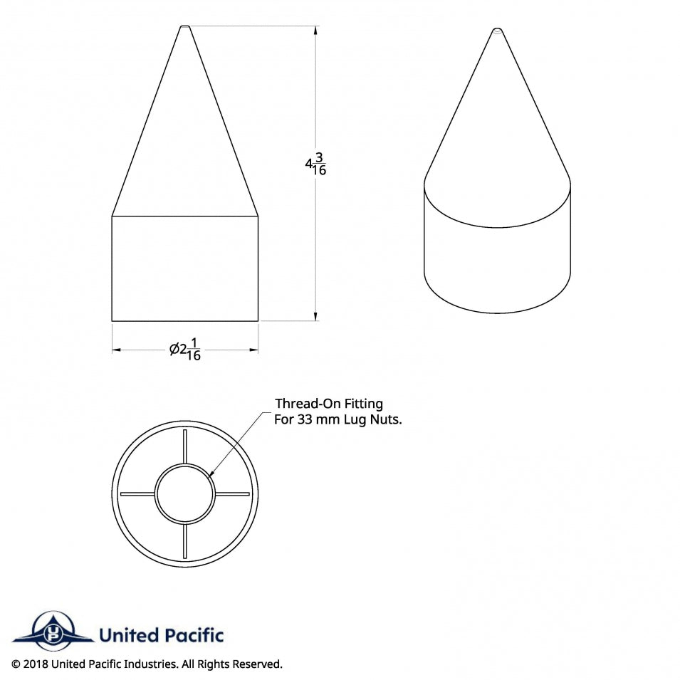 (60/CBOX) 33MM X 4 1/8" SPIKE NUT COVER - THREAD-ON