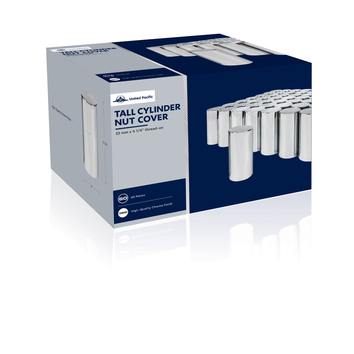 (60 Pack) 33MM X 4 1/4" TALL CYLINDER WHEEL NUT COVER - THREAD-ON SEMI TRUCK