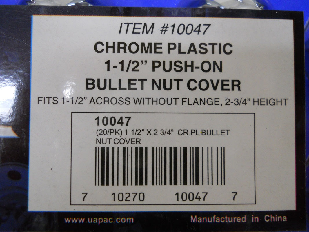 (20) Wheel Lugnut Chrome Plastic 1.5" Push On Bullet Nut Covers Caps / 1 1/2"
