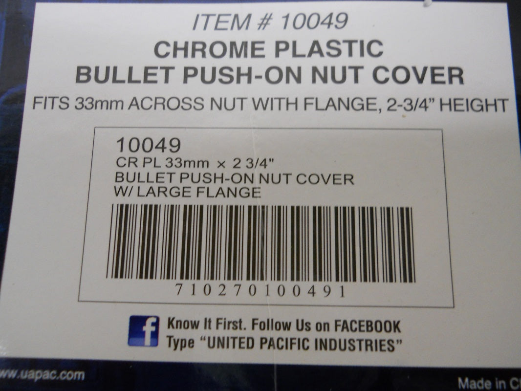 (20) Wheel Lugnut Chrome Plastic 33mm Push On Bullet Nut Covers Caps / Flange