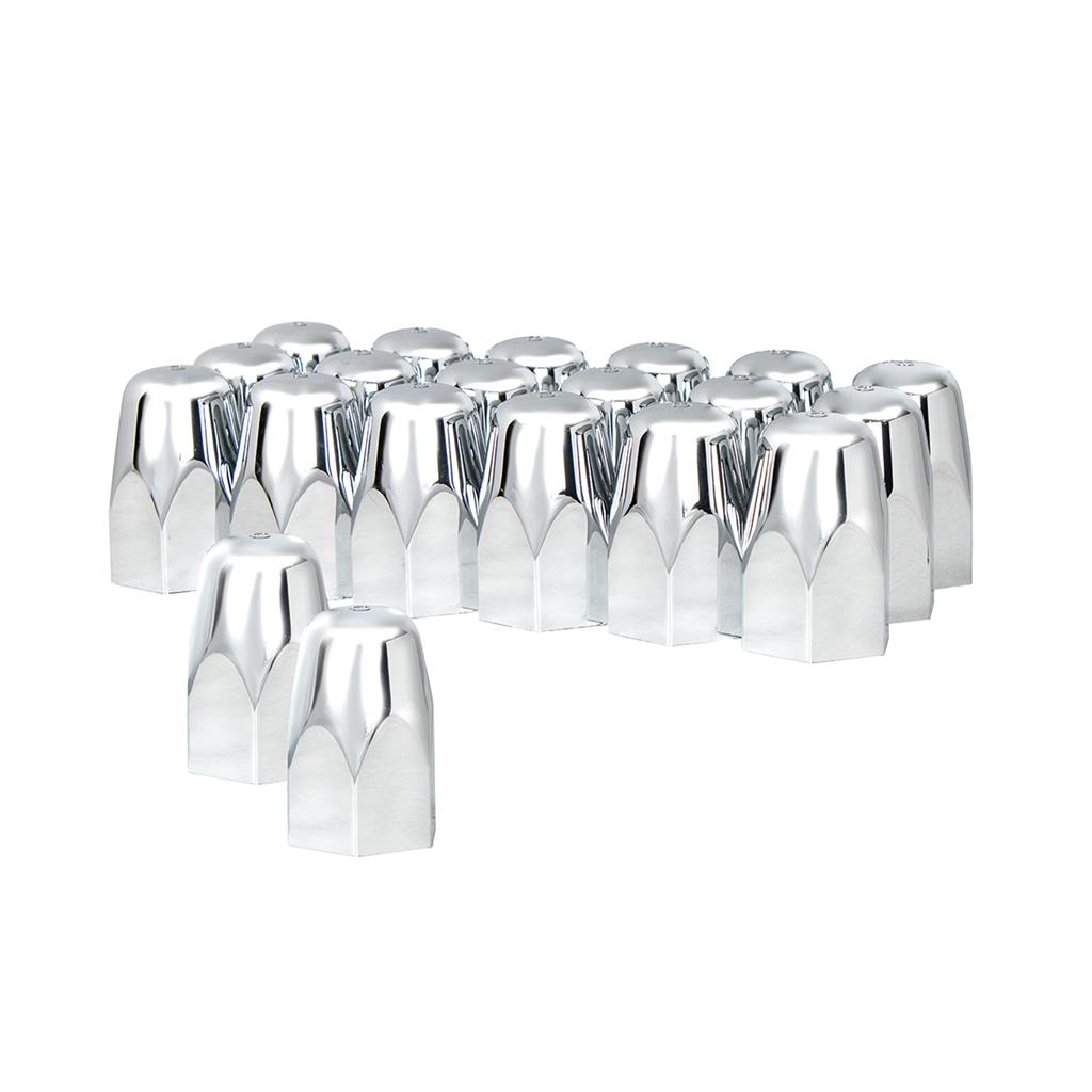 20 Pack 1-1/2” X 2-3/4” CHROME PLASTIC TALL NUT COVER - PUSH-ON 20 PACK