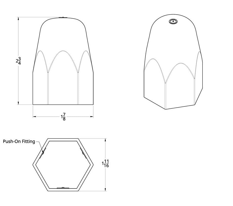 20 Pack 1-1/2” X 2-3/4” CHROME PLASTIC TALL NUT COVER - PUSH-ON 20 PACK