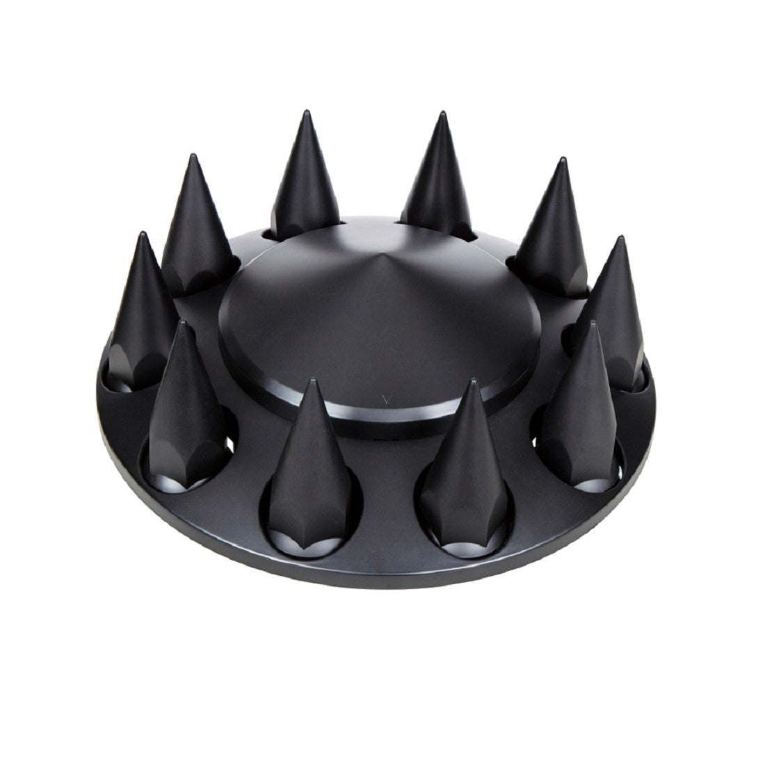 (2) - Matte Black Pointed Front Axle Cover w/ 33mm Spike Thread-on Nut Cover