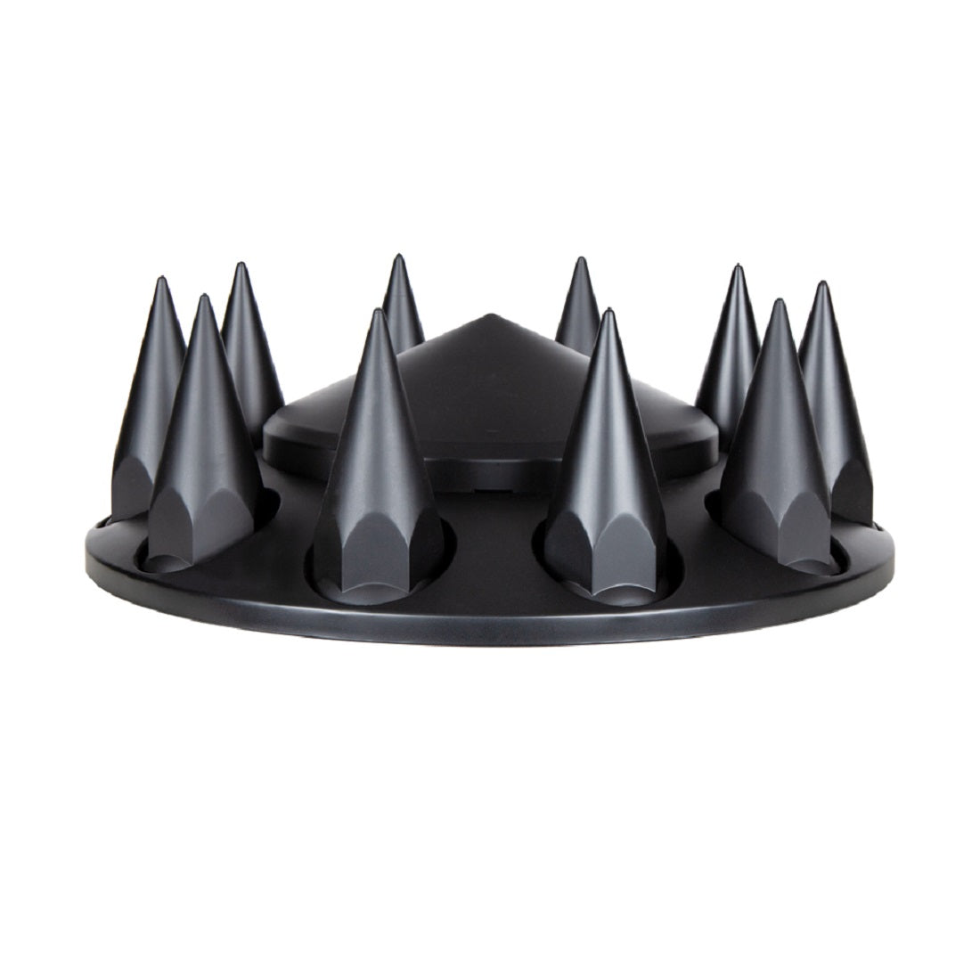 (2) - Matte Black Pointed Front Axle Cover w/ 33mm Spike Thread-on Nut Cover