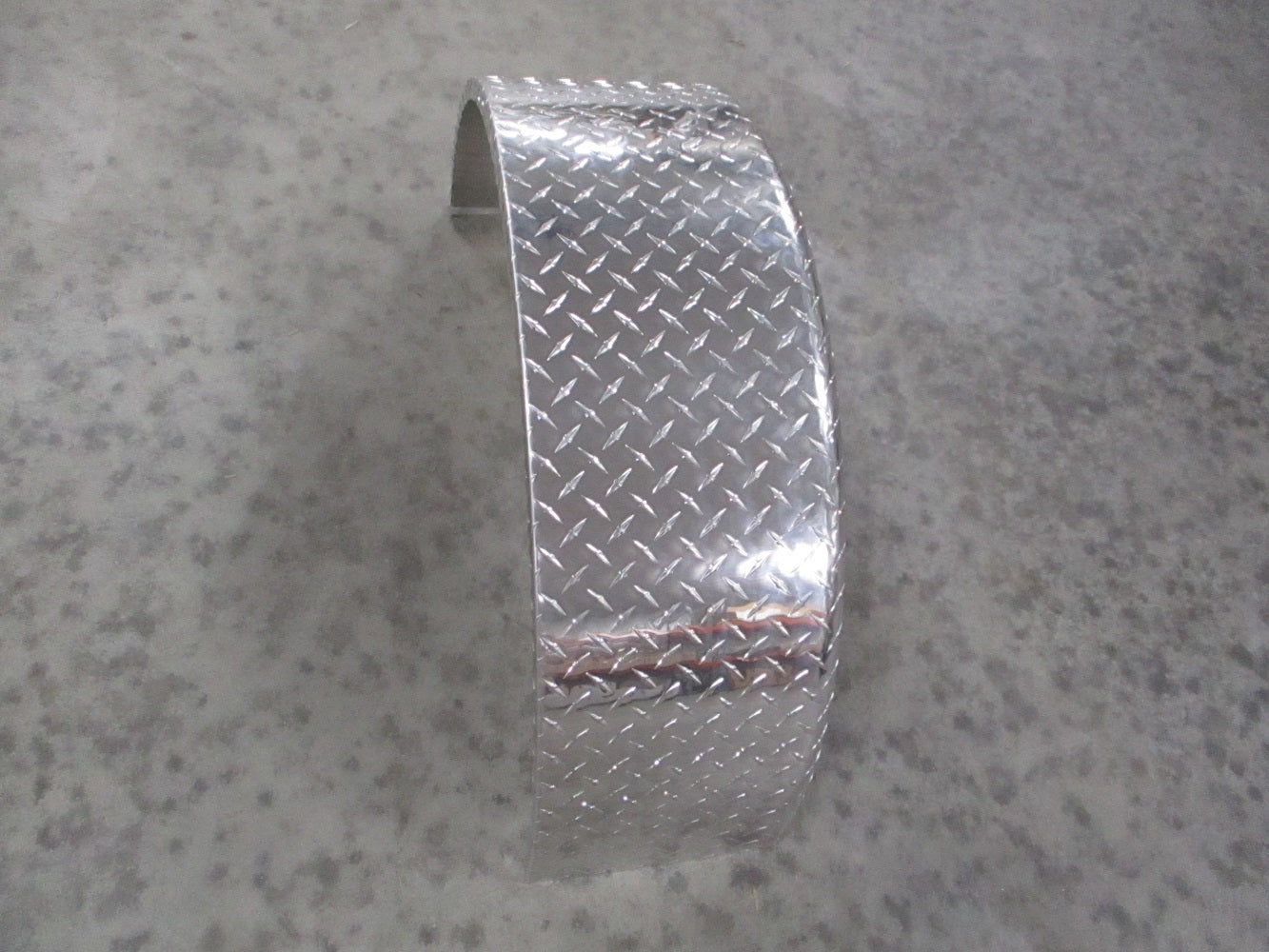 Single (1) Round Aluminum Tread Plate Cargo Trailer Fender 34"L 17.25"H 10"W