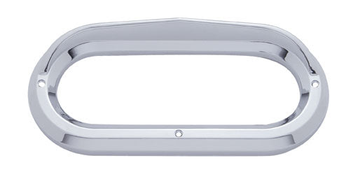 (2) Oval Chrome Visor Bezels / Covers 6" Grommet Mounted LED Stop Tail Lights