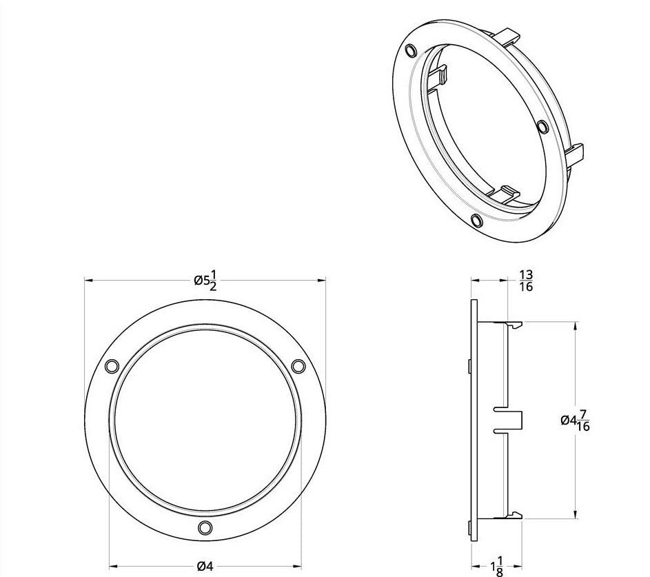 4" Chrome Plastic Mounting Bezel for 4" Stop Turn Taillights