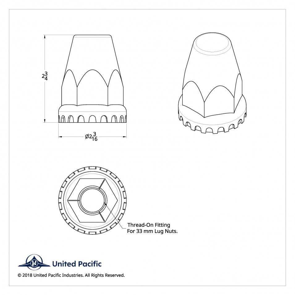 (20) Wheel Lugnut Black Plastic 33mm Thread On Nut Covers Caps / 2 3/4"