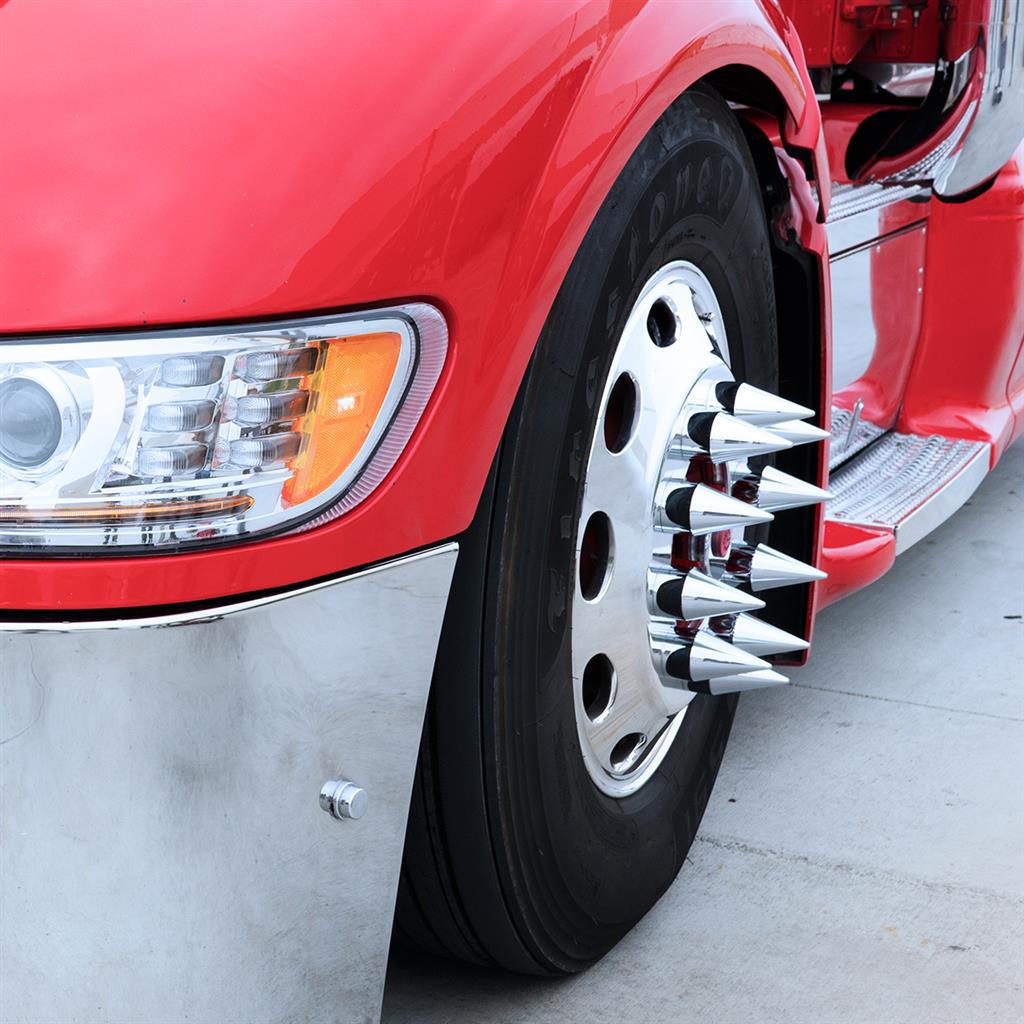 1-1/2" x 4-1/8" Chrome Plastic Spike Nut Cover - Push-On (20 Pack) Truck Semi