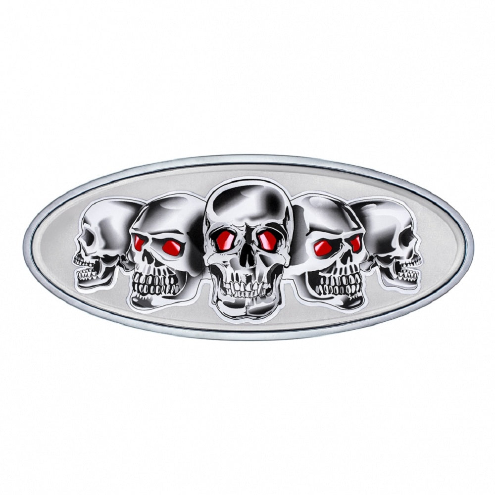 Peterbilt Chrome Skull Metal Front Hood Emblem 7 7/8 inch x 3 1/4 inch