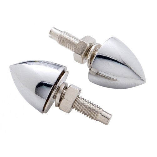 (4) Chrome Metal Bullet License Plate Frame Holder Bracket Nut Fastener Kits