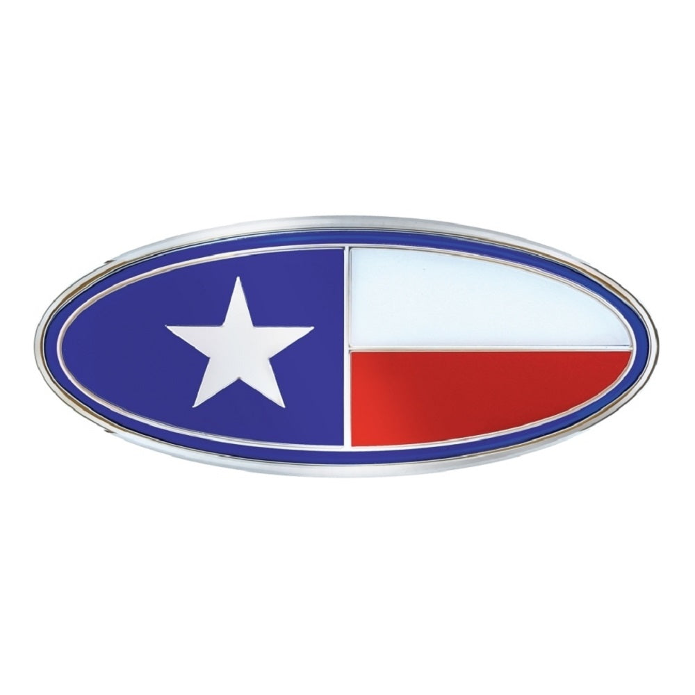 Peterbilt Texas Flag Chrome Metal Front Hood Emblem 7 7/8 inch x 3 1/4 inch