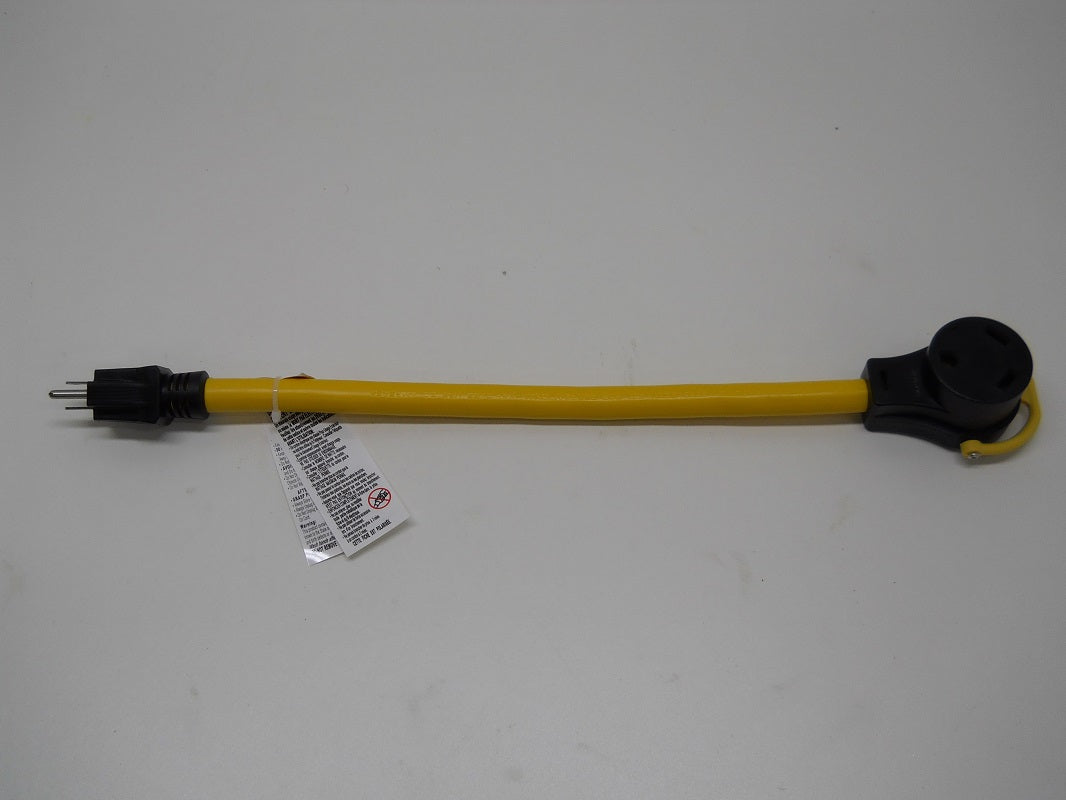 30A Female To 15A Male 18" Pigtail RV Camper Motor Home Dog Bone Adapter Cord
