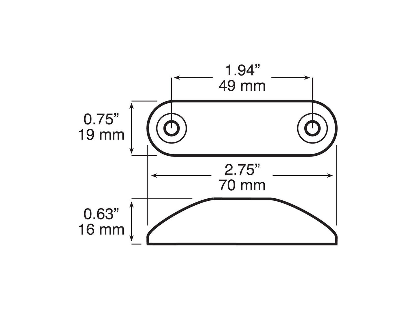 Amber LED 2.5" Clearance Side Marker Lights W/Rubber Mounting Pad