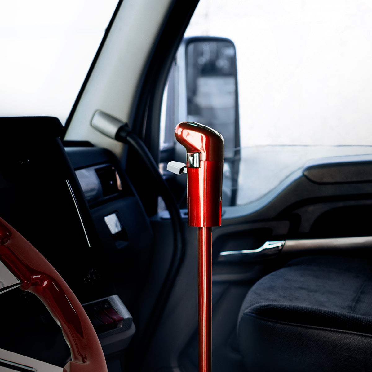 12" Candy Red Shifter Shaft Extension w/ lower Gearshift Cover and Shift Knob
