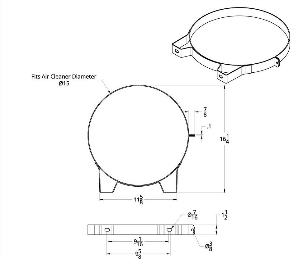 15" Stainless Fits Kenworth Air Cleaner Mounting Bracket