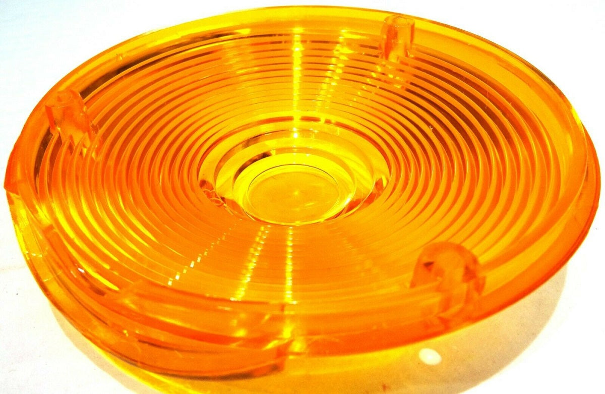 Replacement Lens 4" Round Amber Plastic 3 Screws Peterbilt Fits Kenworth Freightliner