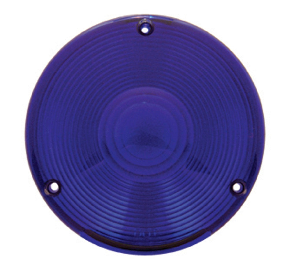 Replacement Lens 4" Round Blue Plastic 3 Screw Peterbilt Fits Kenworth Freightliner