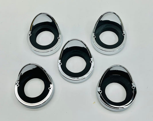 (5) Chrome Plastic Cab Light Bezels W/Visor for Watermelon, Beehive Lights