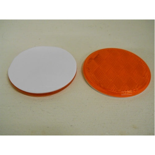 (2) Amber 3" Round Truck Semi Trailer Mail Box Reflex Reflectors / Adhesive Back