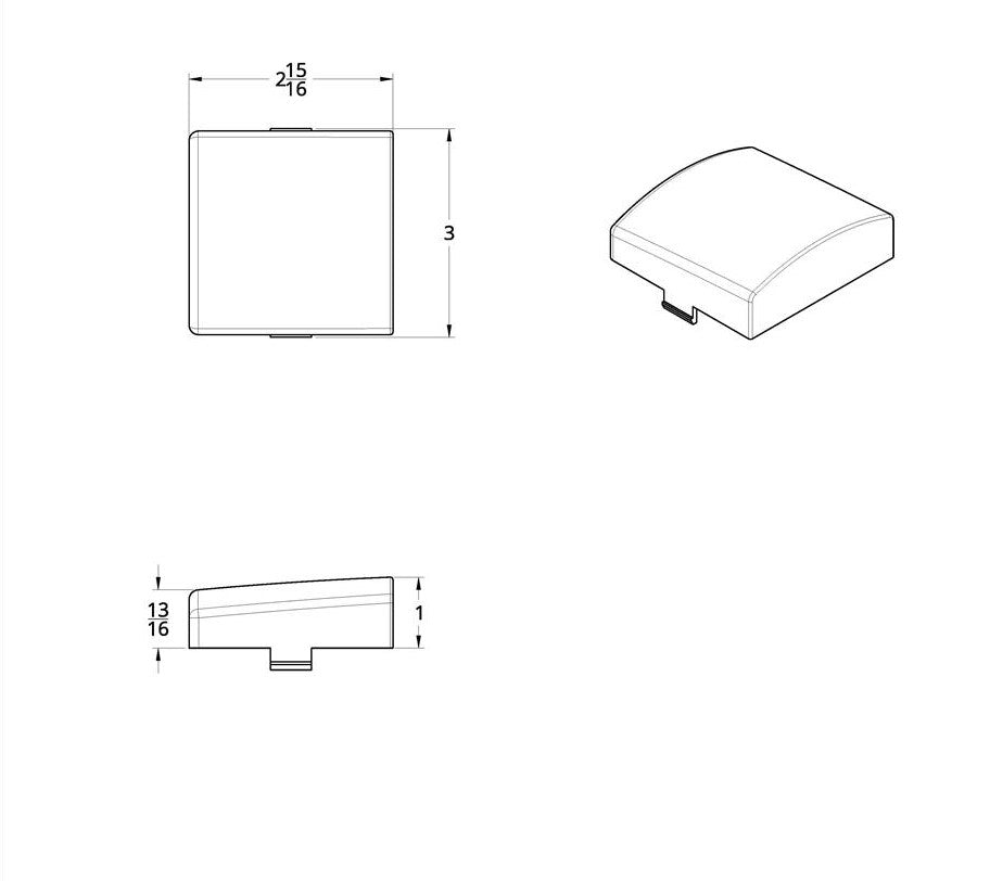 3" x 3" square dome light lens Freightliner, Fits Kenworth, Peterbilt - Blue