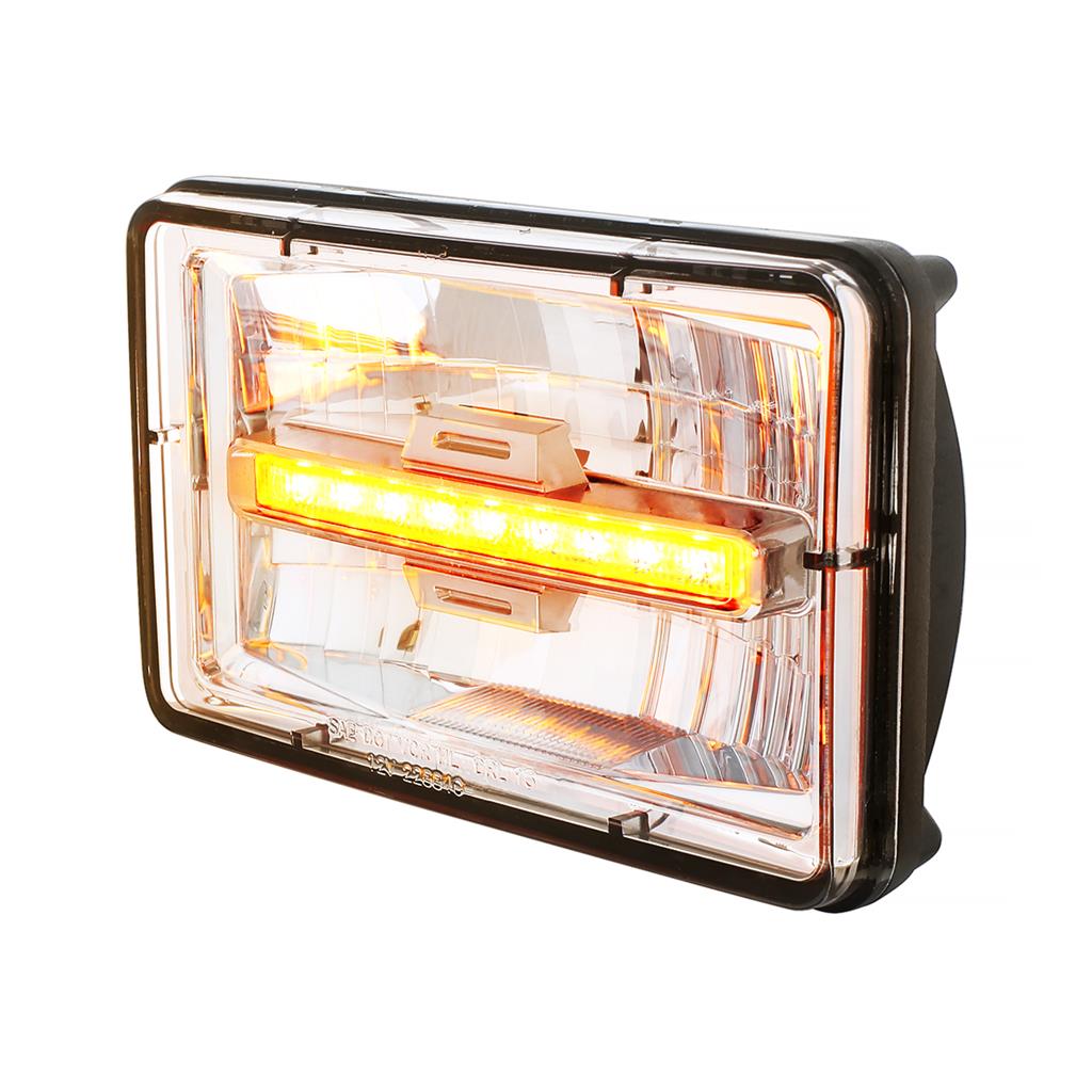 4" X 6" Rectangular LED Headlight With Amber LED Position Light - High Beam