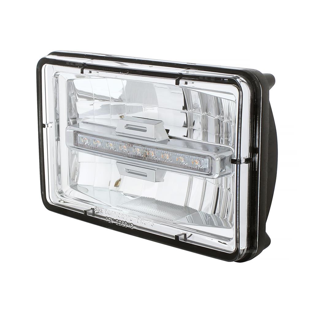 4" X 6" Rectangular LED Headlight With Amber LED Position Light - High Beam