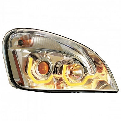 Chrome Freightliner Cascadia Projection Headlight 2008-2017 w/ Dual LED Light