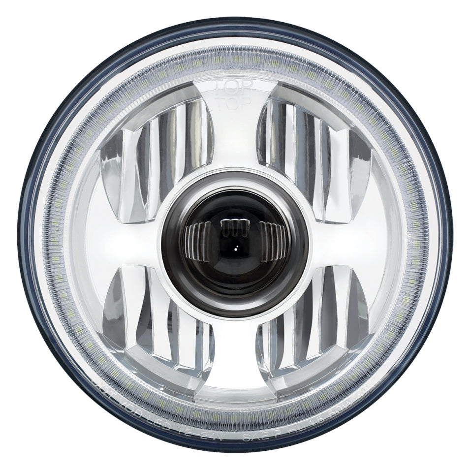 7” High Power LED Projection Headlight W/Dual Function LED Halo Ring Truck