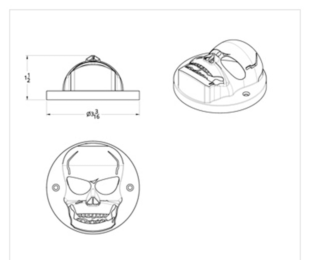 Round Chrome Skull Bezel / Covers 2" LED Side Marker Clearance Light
