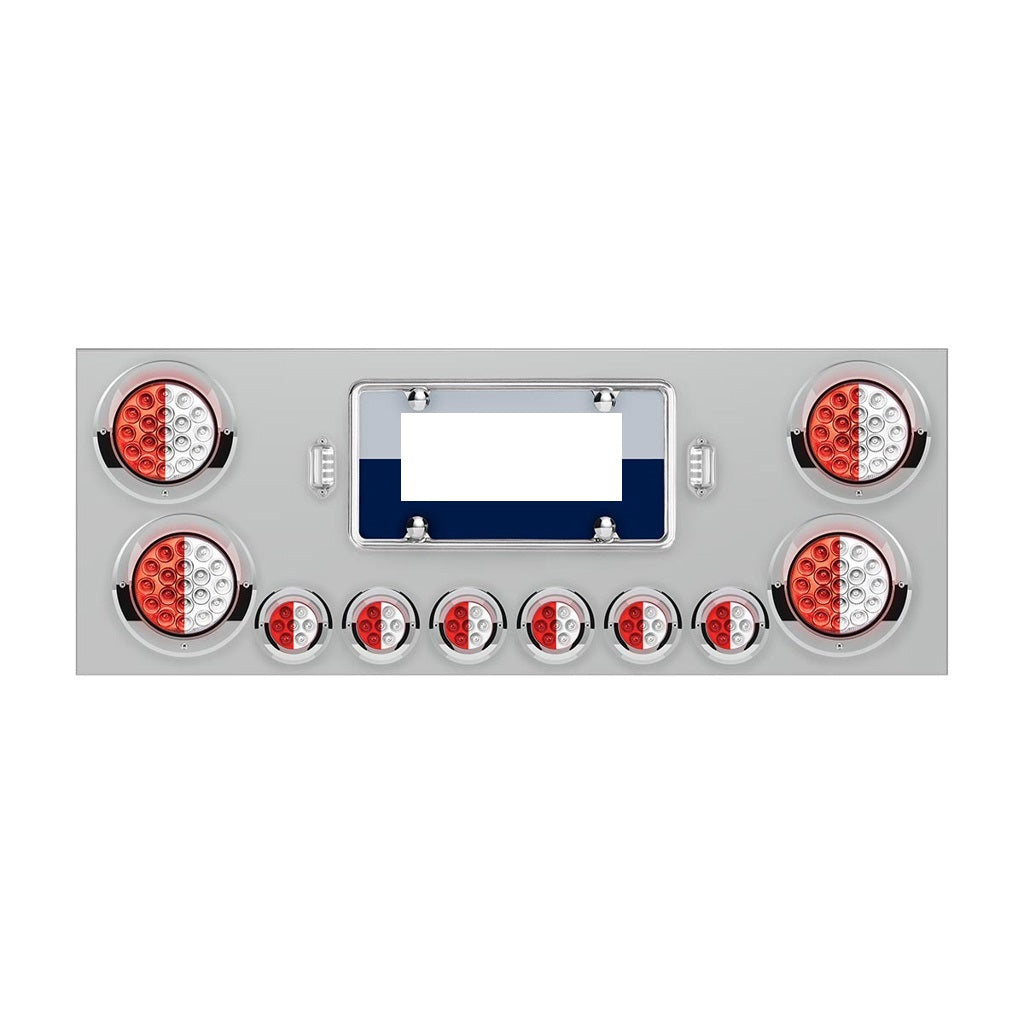 SS Rear Center Panel With 4X 19 LED 4" & 6X 7 LED 2" Dual Color Lights & Bezels
