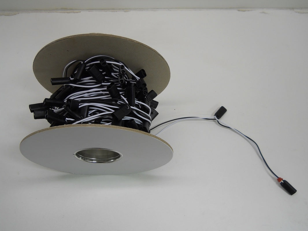 150 Count 2-Prong Female Bullet Plugs 16G Wire Harness Roll 100 ft. 8" Spacing