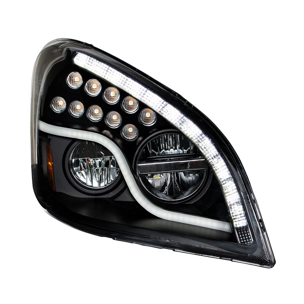 LED Blackout Headlight W/LED DRL LED Turn Signal For 08-2017 FL Cascadia RH & LH