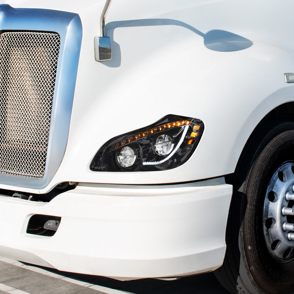 Blackout LED Headlights fits Fits Kenworth T680 2013-21 Driver & Passenger