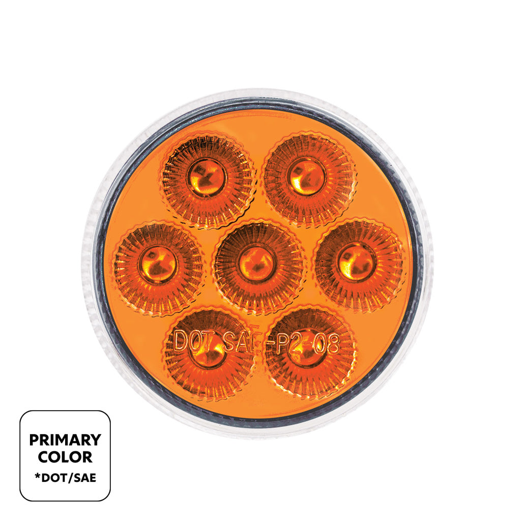 7 LED 2" Round Dual Color Amber Marker to Blue Auxiliary Light