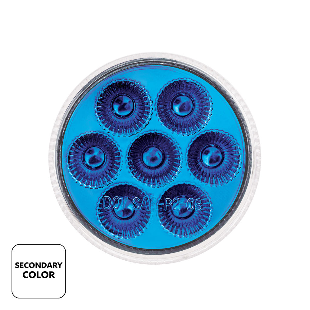 7 LED 2" Round Dual Color Amber Marker to Blue Auxiliary Light