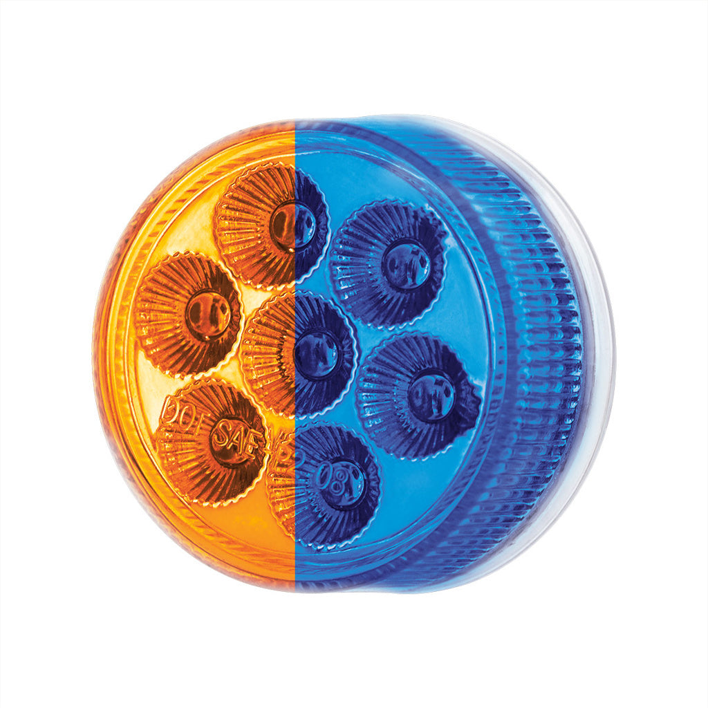 7 LED 2" Round Dual Color Amber Marker to Blue Auxiliary Light