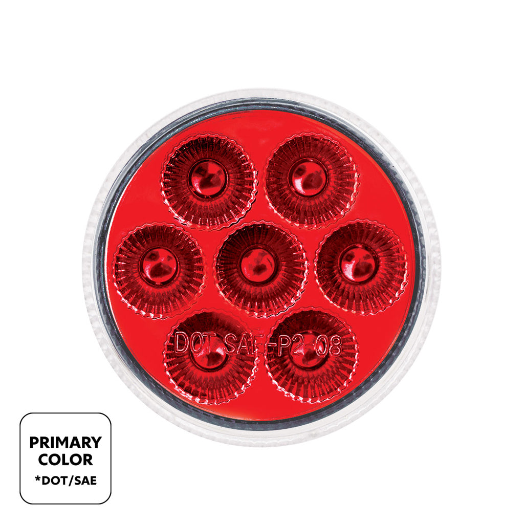 7 LED 2" Round Dual Color Red Marker to Blue Auxiliary Light