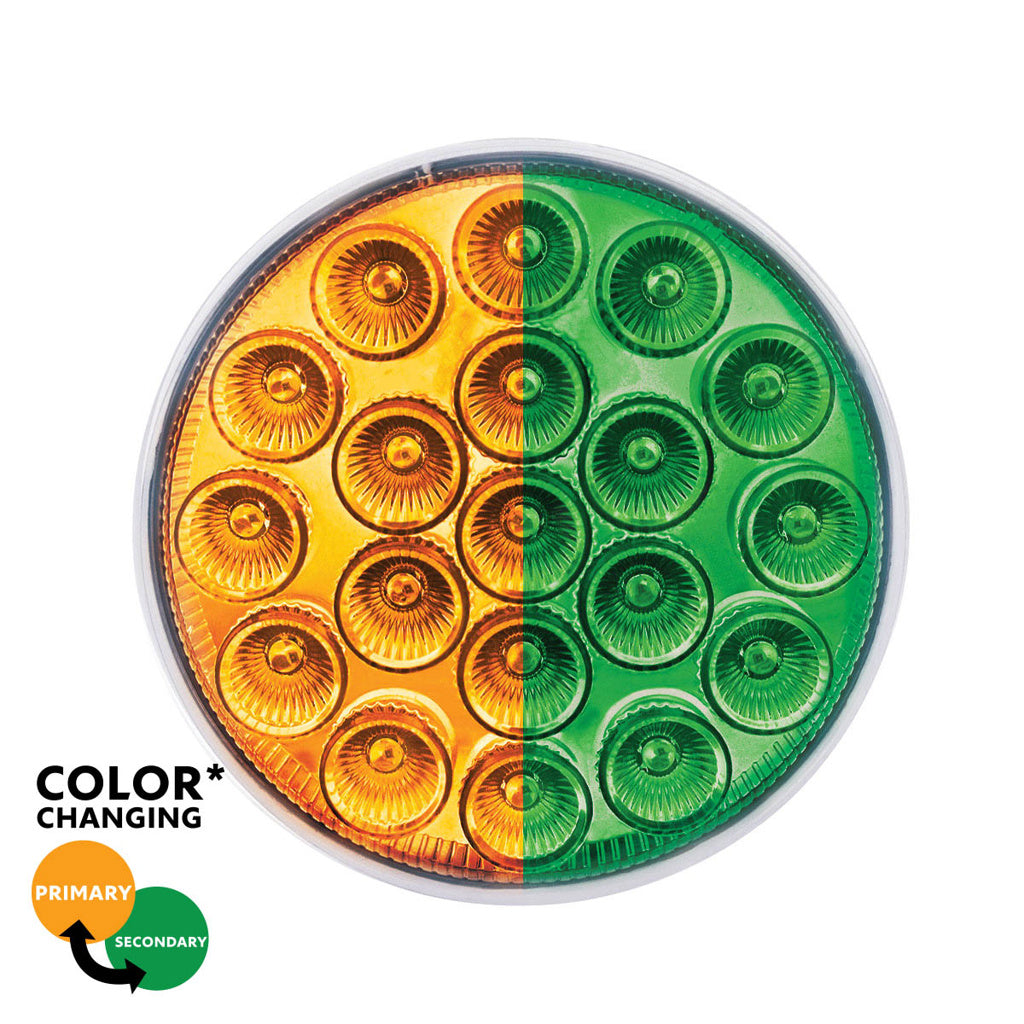 19 LED 4" Round Dual Color Amber Turn to Green Auxiliary