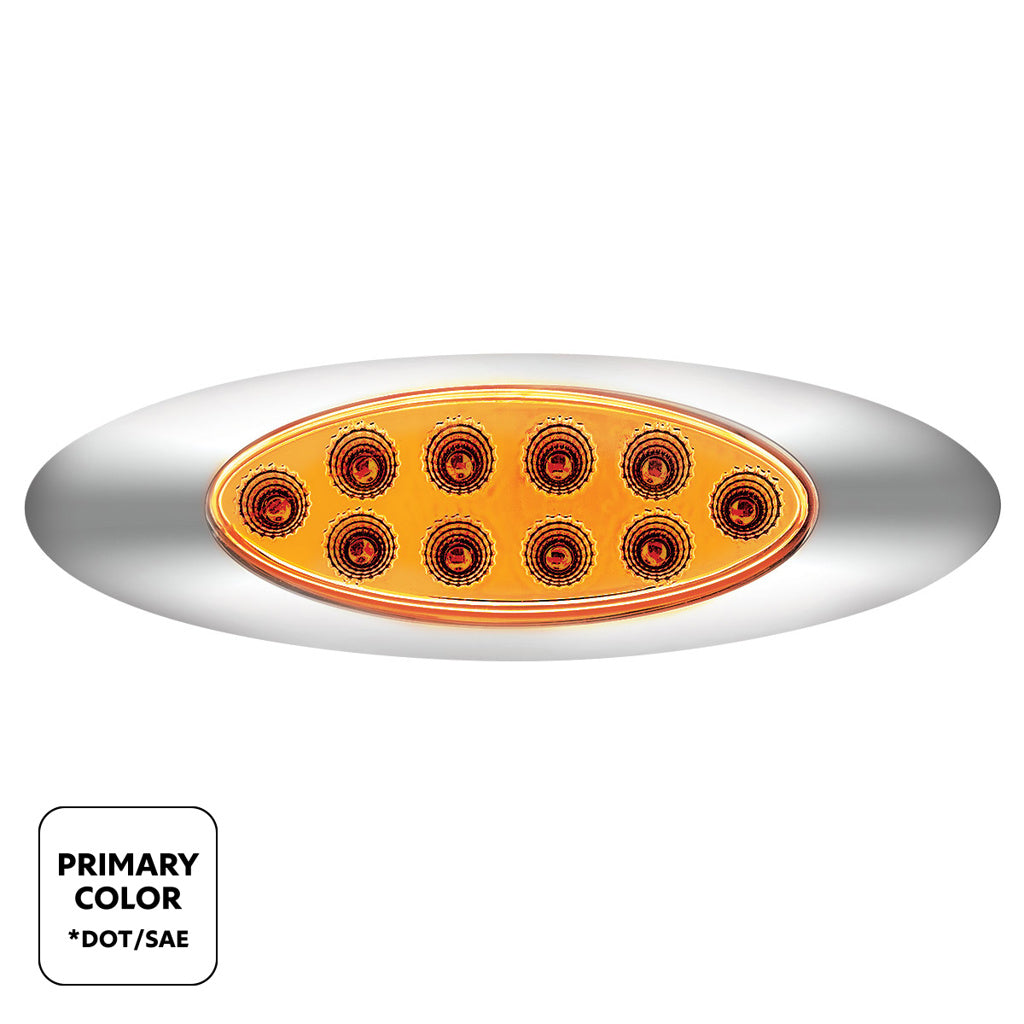 10 LED Oval Dual Color Amber Marker to Blue Auxiliary Light W/Clear Lens
