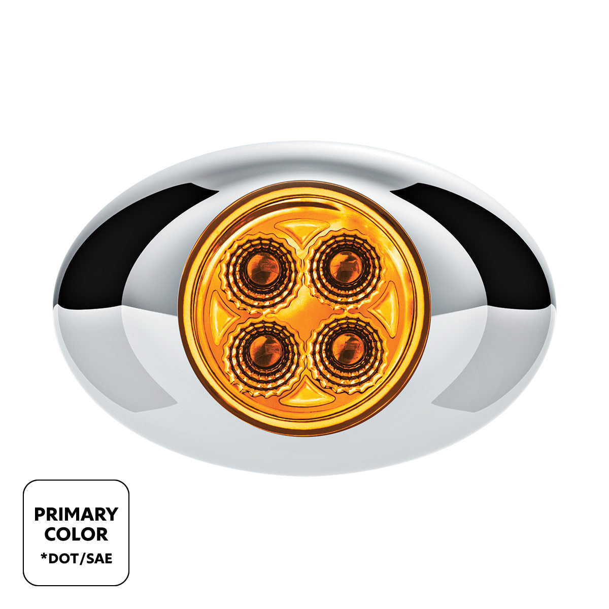 4 LED Mini Oval Dual Color Amber Marker to Blue Auxiliary Light W/Clear Lens