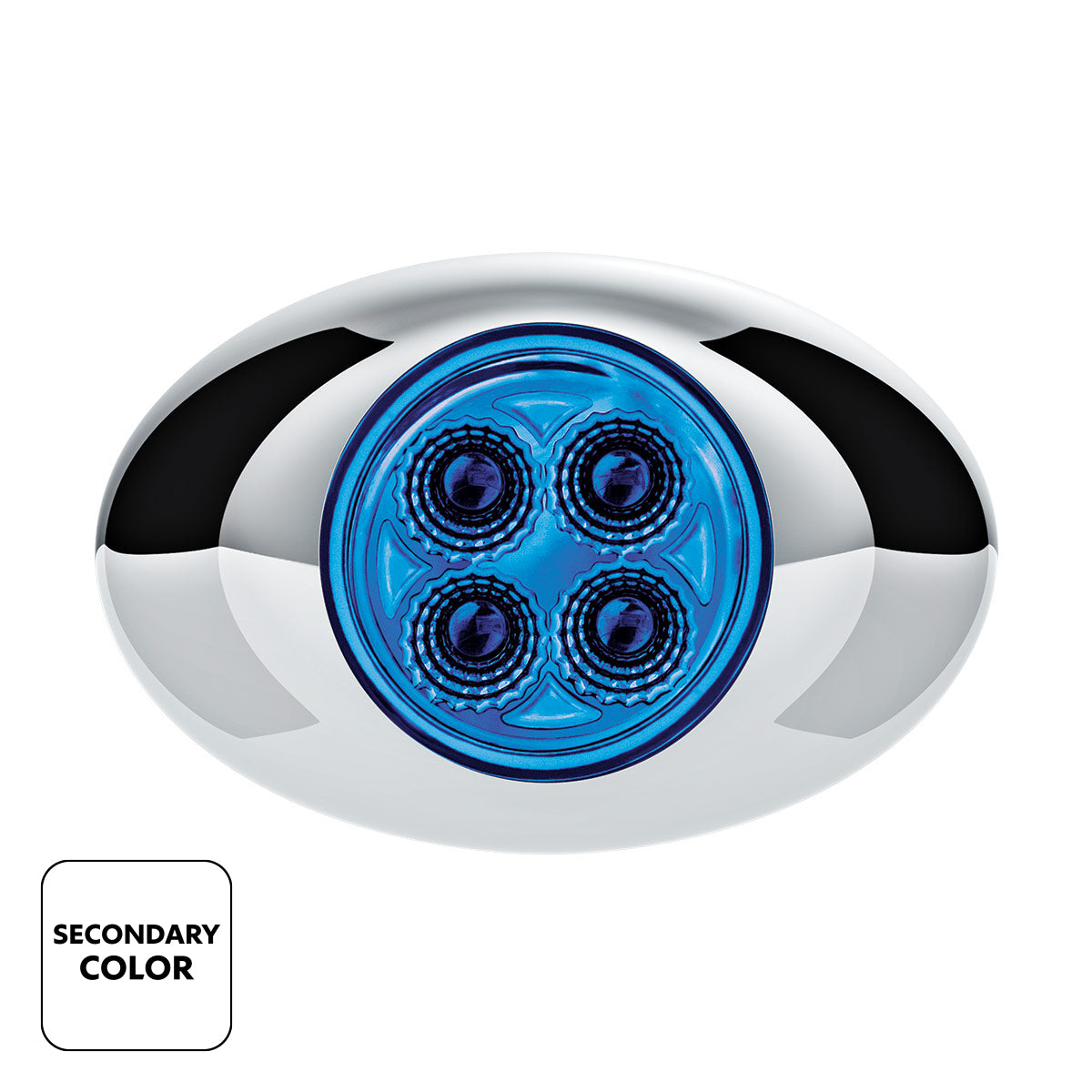 4 LED Mini Oval Dual Color Amber Marker to Blue Auxiliary Light W/Clear Lens