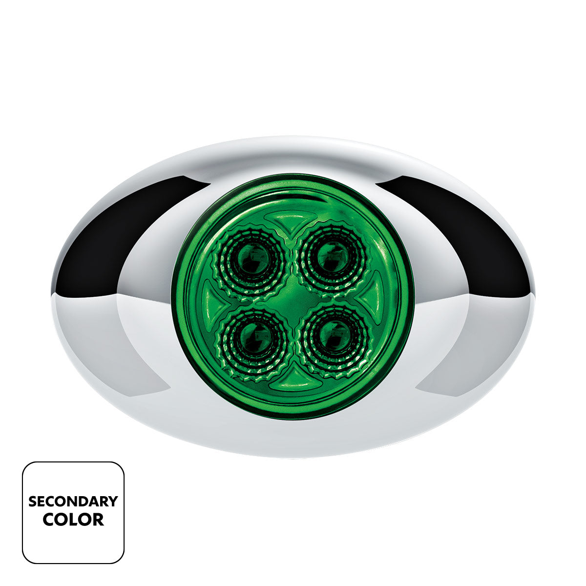 4 LED Mini Oval Dual Color Amber Marker to Green Auxiliary Light W/Clear Lens
