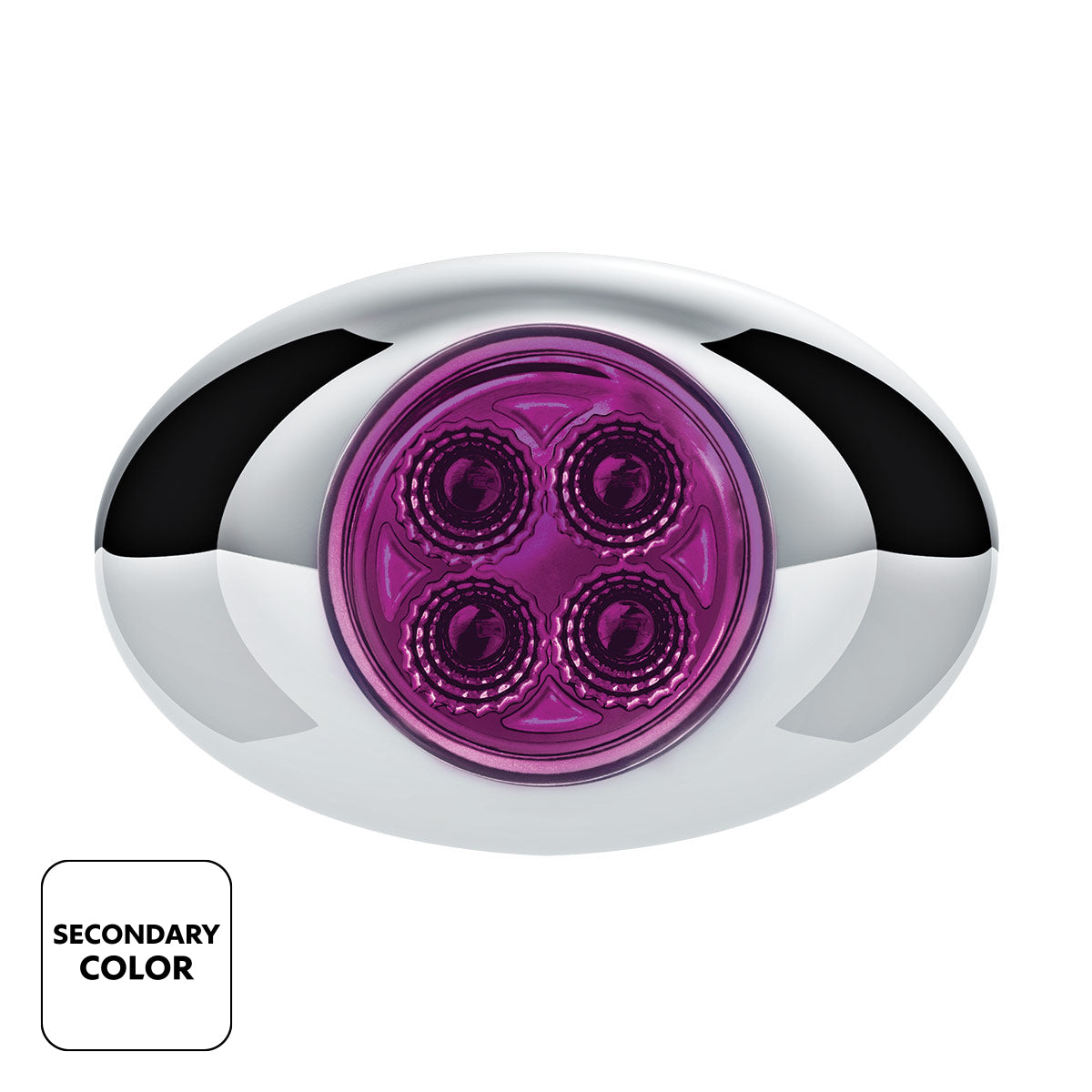 4 LED Mini Oval Dual Color Red Marker to Purple Auxiliary Light W/Clear Lens