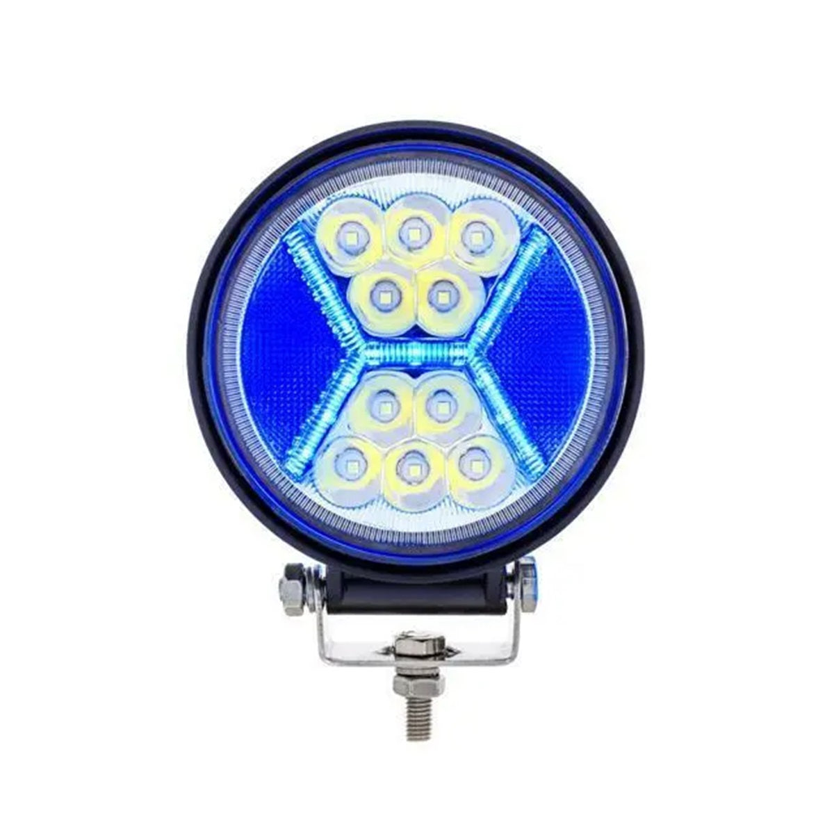 4.5" 24 LED High Power 5200 Lumen Off Road Light W/15 LED Blue "X" Light Guide